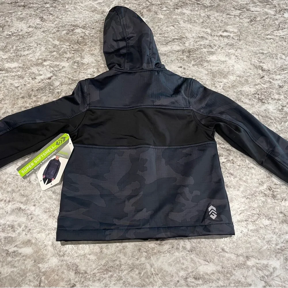 Free Country Soft Shell jacket boy 4 Black & Gray NWT